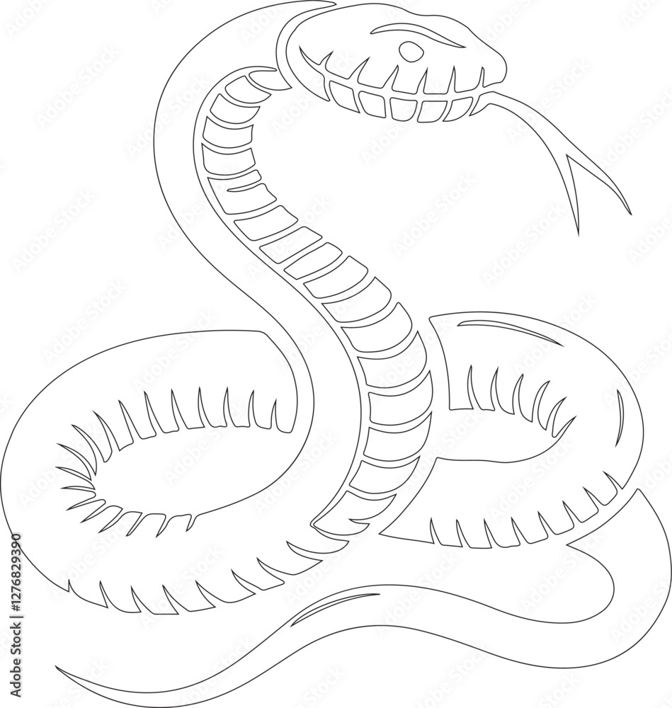 Fototapeta premium A snake with flowers and leaves on it. The snake is black and white