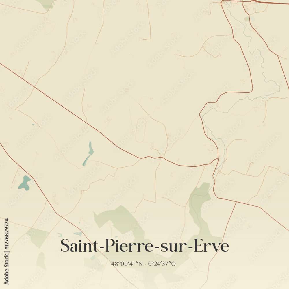 Obraz premium Vintage map of Saint-Pierre-sur-Erve, France.