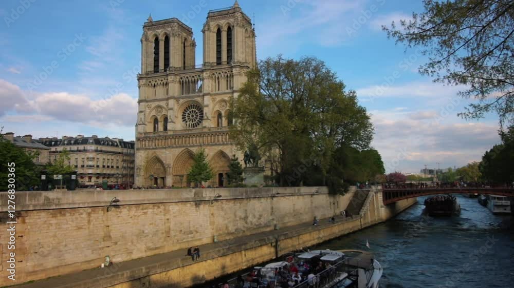 Cityscape View On The Notre Damme And Seine River In Paris, France