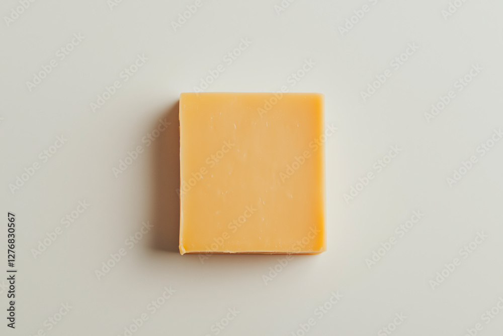 Yellow Cheese Delight: A tempting block of vibrant yellow cheese sits invitingly, its smooth surface hinting at rich flavors.