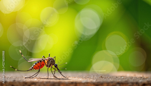 World Malaria Day. Realism stock photo mosquito showcasing malaria parasite in nature, awareness