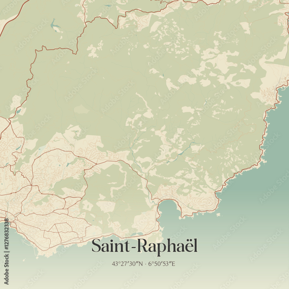 Obraz premium Vintage map of Saint-Raphaël, France.