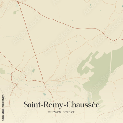 Vintage map of Saint-Remy-Chaussée, France.