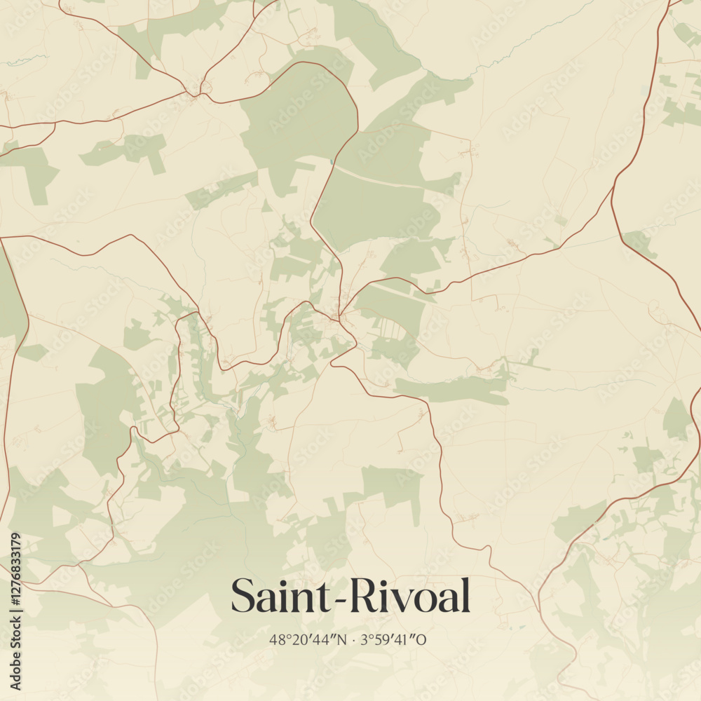 Fototapeta premium Vintage map of Saint-Rivoal, France.
