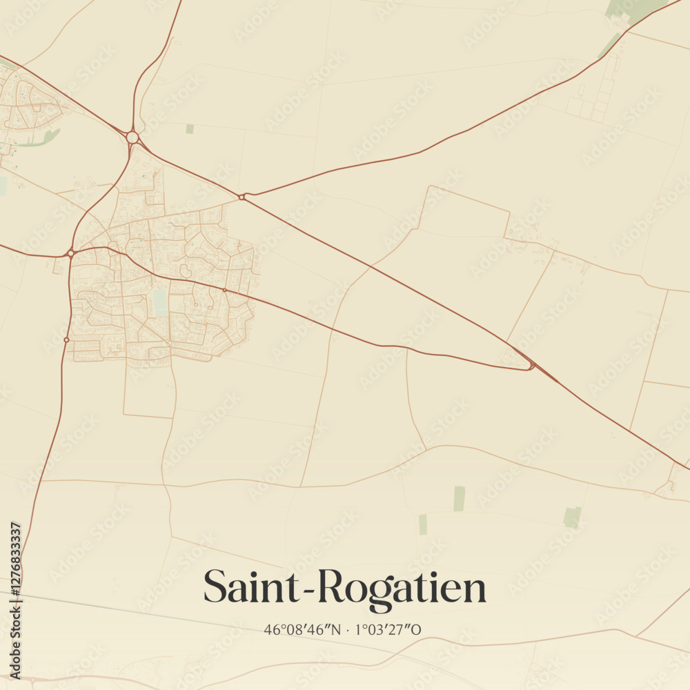 Obraz premium Vintage map of Saint-Rogatien, France.