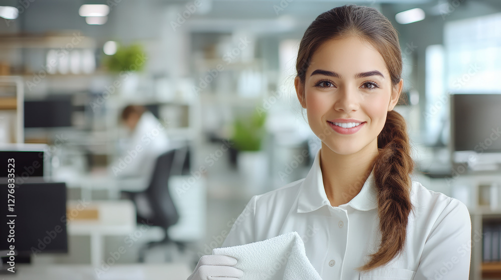 Smiling professional in modern office environment showcasing efficient workspace design and productivity-enhancing layout for optimal business performance. Smiling professional in modern office environment showcasing efficient workspace design and productivity-enhancing layout for optimal business performance.