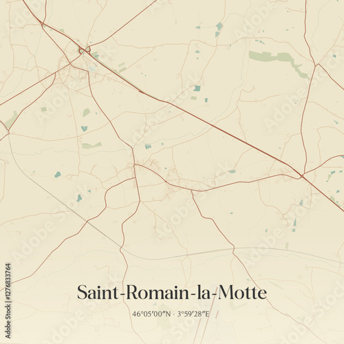 Vintage map of Saint-Romain-la-Motte, France.