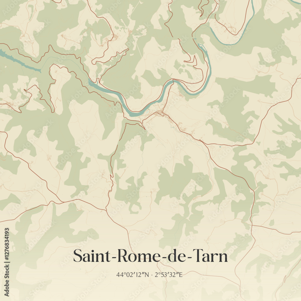 Fototapeta premium Vintage map of Saint-Rome-de-Tarn, France.