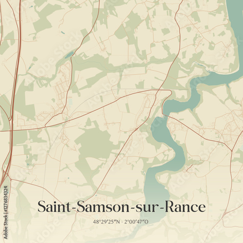 Vintage map of Saint-Samson-sur-Rance, France.