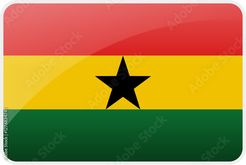 Flag Icon of Ghana Country,National Vector Flag Iconic Symbol and Colors of Ghana flag.