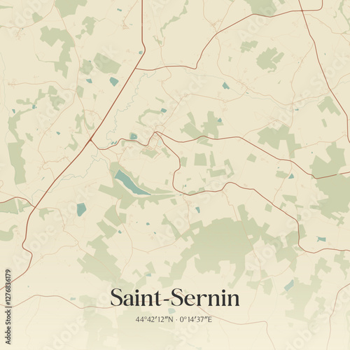 Vintage map of Saint-Sernin, France.