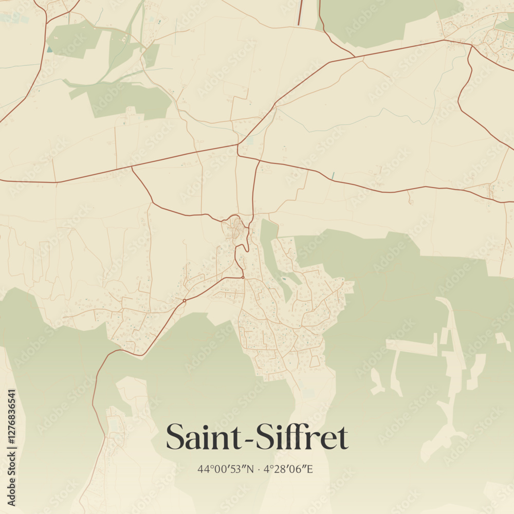 Obraz premium Vintage map of Saint-Siffret, France.