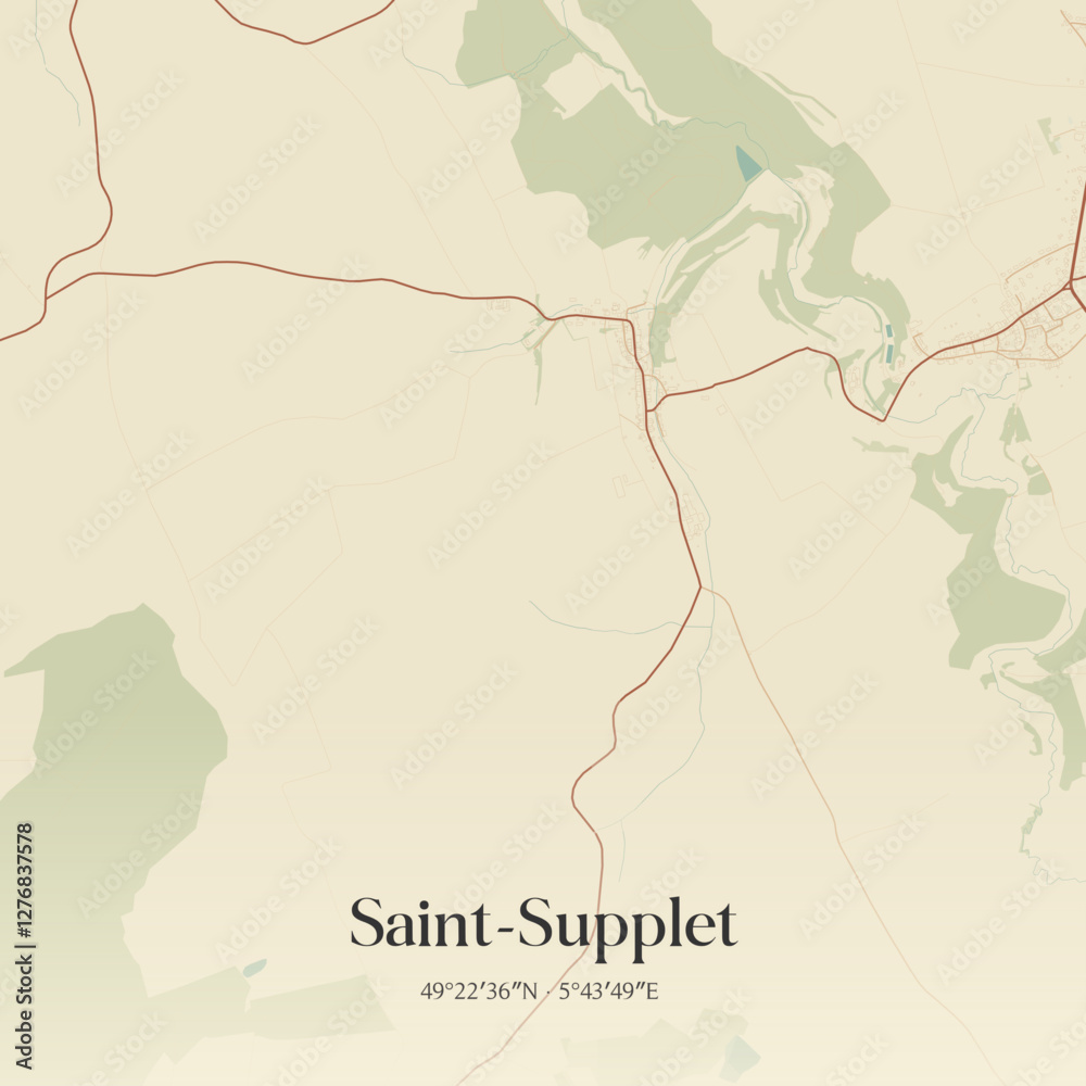 Obraz premium Vintage map of Saint-Supplet, France.