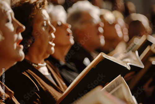 A choir performing popular songs at music party, Generative Ai