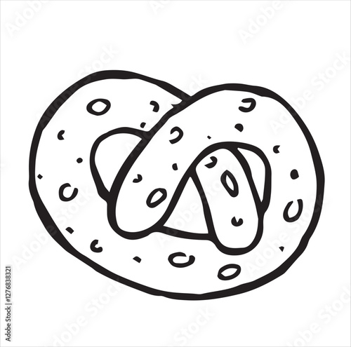 salted pretzel. vector illustration in doodle style