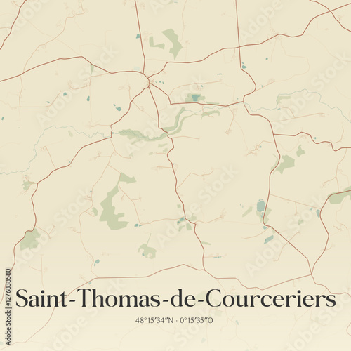 Vintage map of Saint-Thomas-de-Courceriers, France.