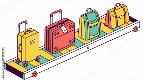 Serene Airport Scene with Colorful Luggage and Airplanes in the Background