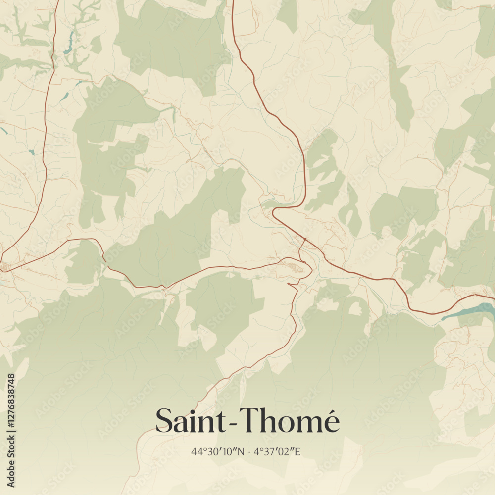 Obraz premium Vintage map of Saint-Thomé, France.