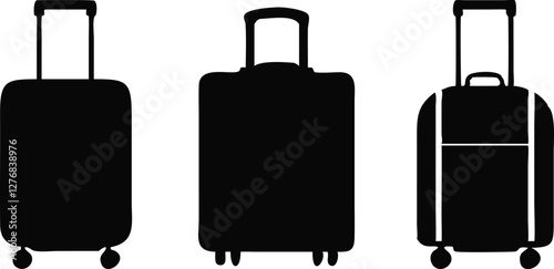 Serene Airport Scene with Colorful Luggage and Airplanes in the Background