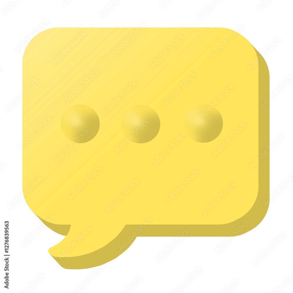 Fototapeta premium Three-dimensional yellow speech bubble isolated on white background. Bubble speech. Bubble text.