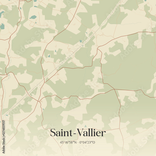 Vintage map of Saint-Vallier, France.