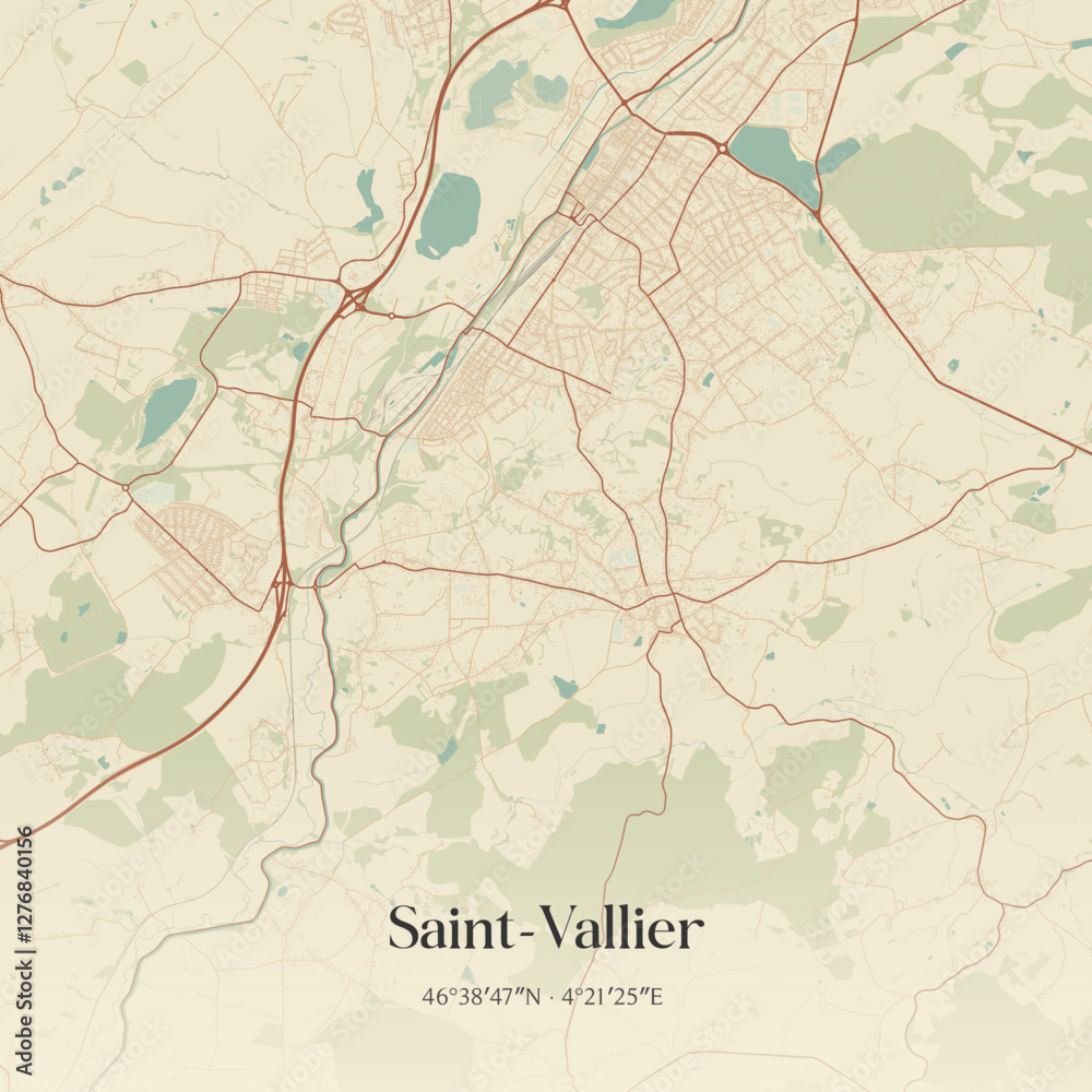 Obraz premium Vintage map of Saint-Vallier, France.