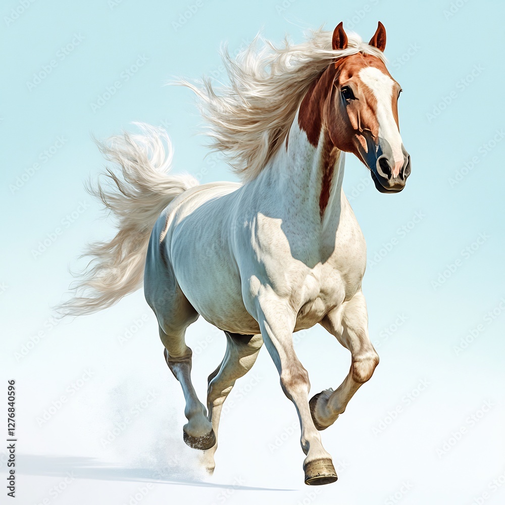 Fototapeta premium running horse flowing mane illustration
