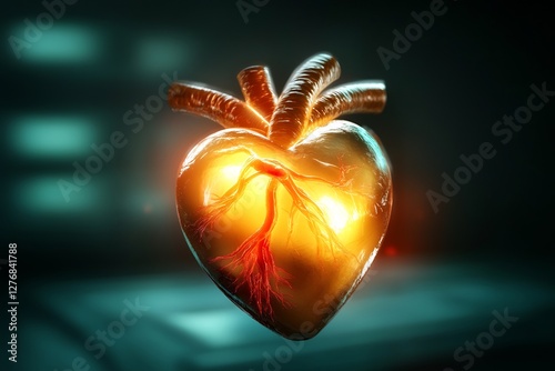 glowing neon heart dark background illustration photo