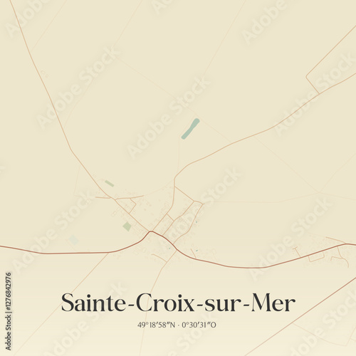Vintage map of Sainte-Croix-sur-Mer, France.
