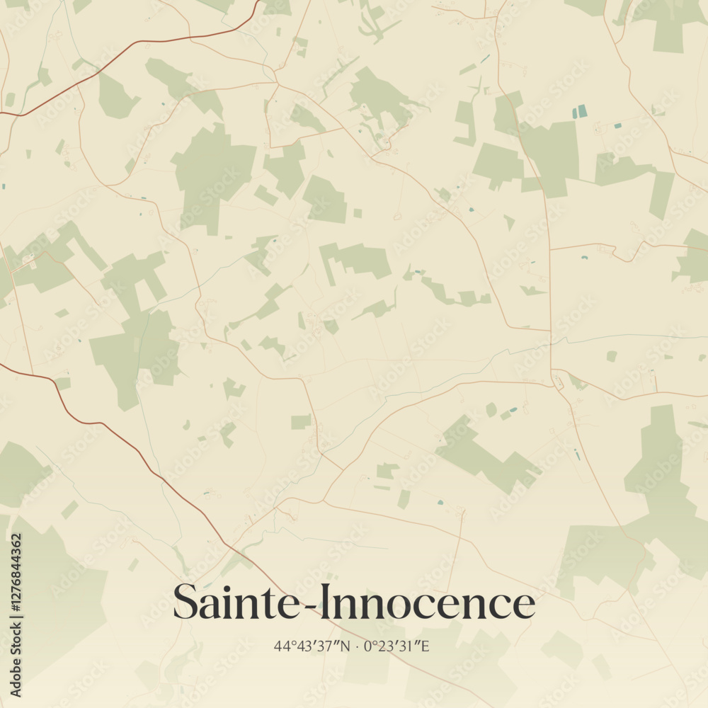 Fototapeta premium Vintage map of Sainte-Innocence, France.