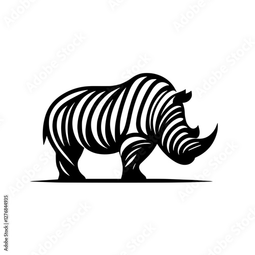 Wallpaper Mural Abstract rhinoceros illustration in black and white Torontodigital.ca