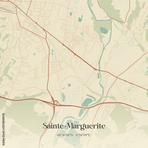 Vintage map of Sainte-Marguerite, France.