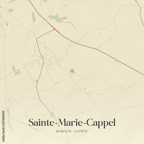 Vintage map of Sainte-Marie-Cappel, France.