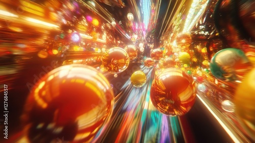 Abstract Burst of Colorful Orbs in a Vibrant Light Explosion