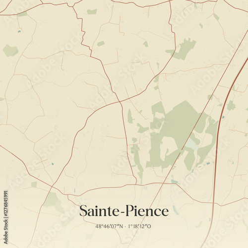 Vintage map of Sainte-Pience, France.