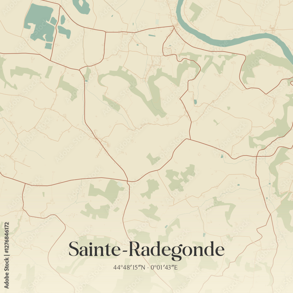 Fototapeta premium Vintage map of Sainte-Radegonde, France.