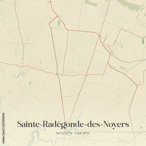 Vintage map of Sainte-Radégonde-des-Noyers, France.
