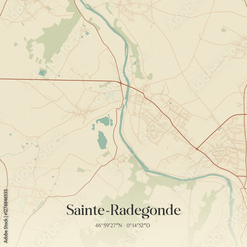 Vintage map of Sainte-Radegonde, France.