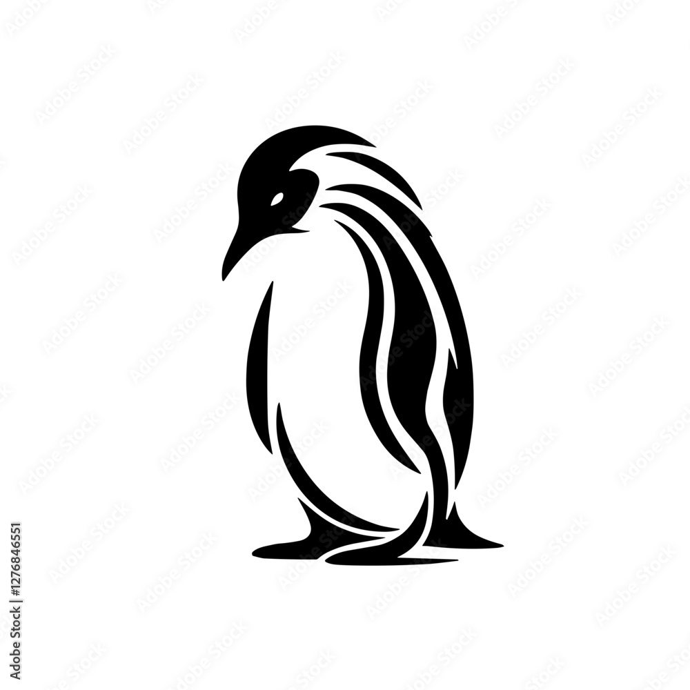 Obraz premium Stylized penguin illustration in black and white