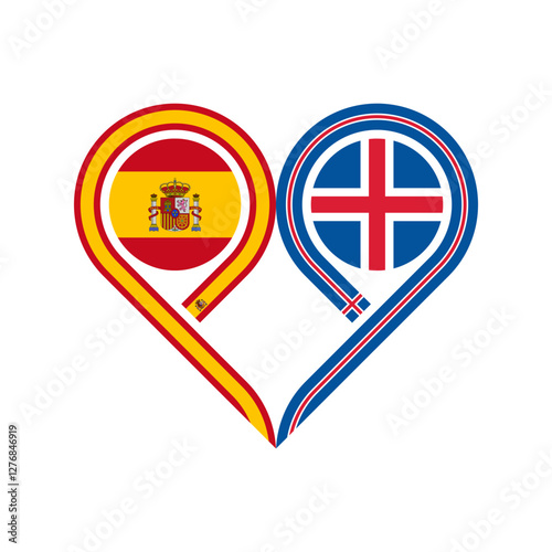 Free Download friendship concept. heart symbol icon of spain and iceland flags. vector illustration isolated on white background - GFXLoad