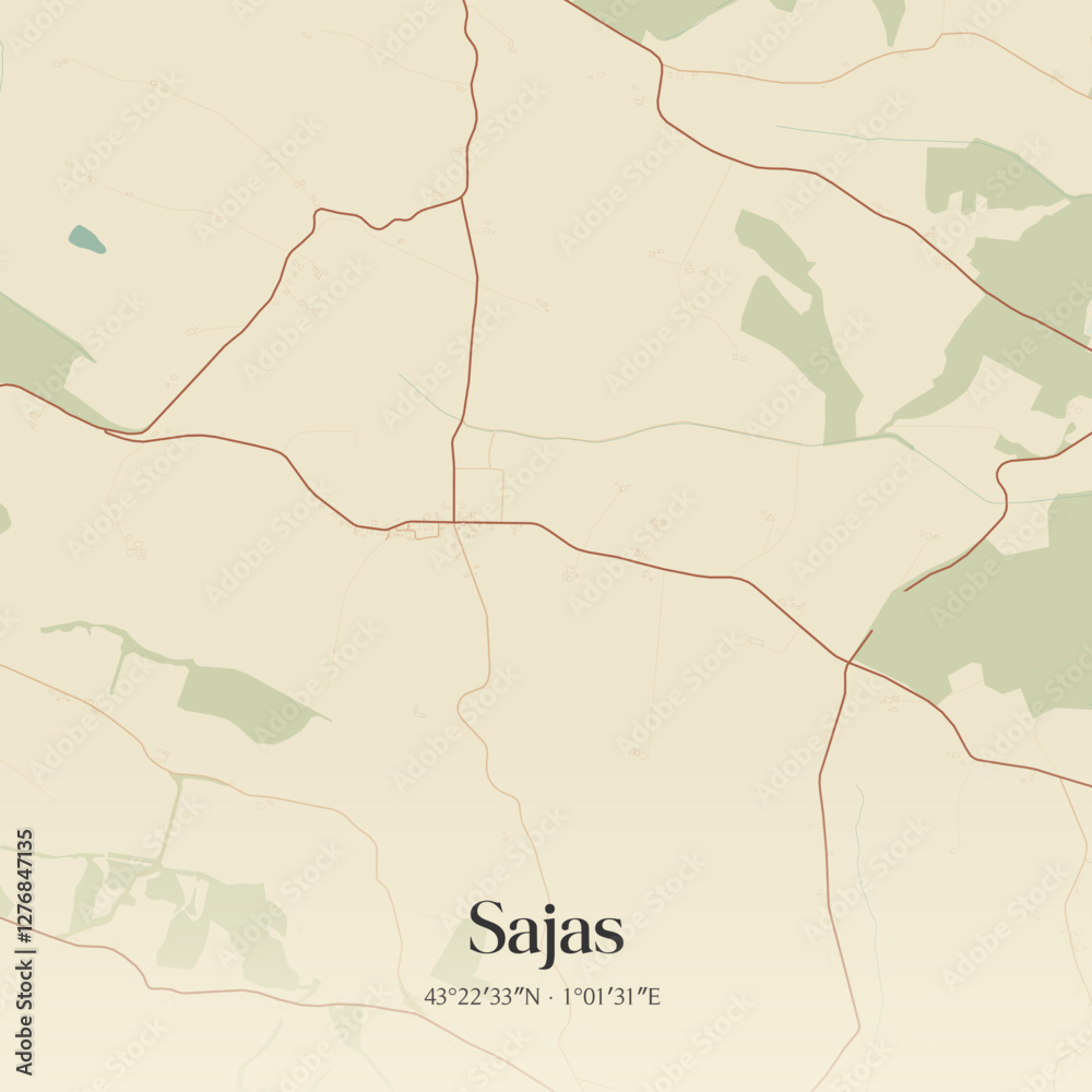 Fototapeta premium Vintage map of Sajas, France.