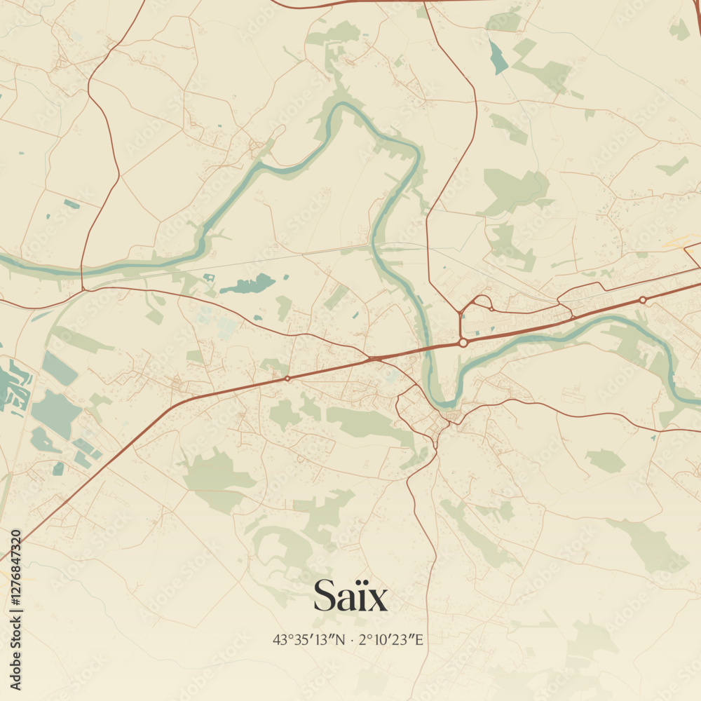 Obraz premium Vintage map of Saïx, France.