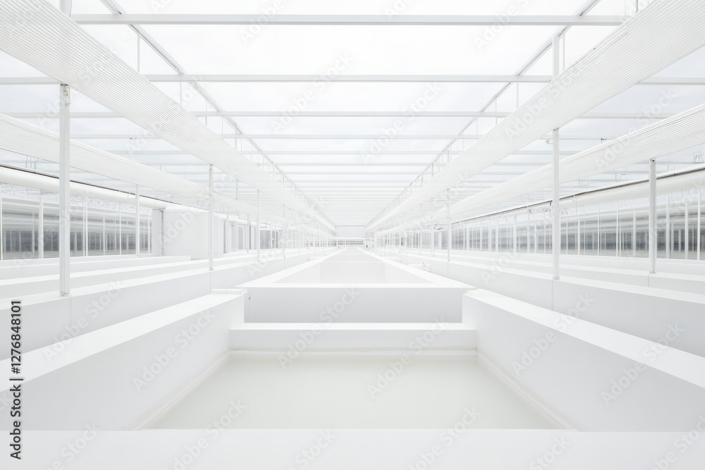 Obraz premium expansive water treatment facility with series of white tanks and pipes showcasing its structured geometry