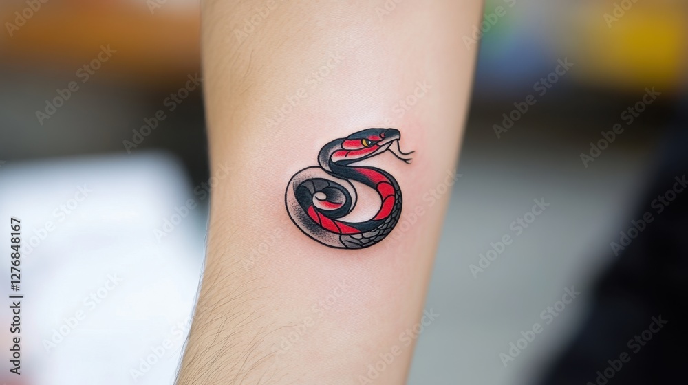 Naklejka premium Fiery Snake Tattoo on the wrist