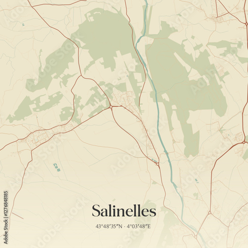 Vintage map of Salinelles, France.