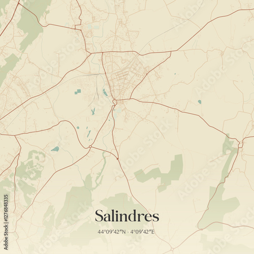 Vintage map of Salindres, France.