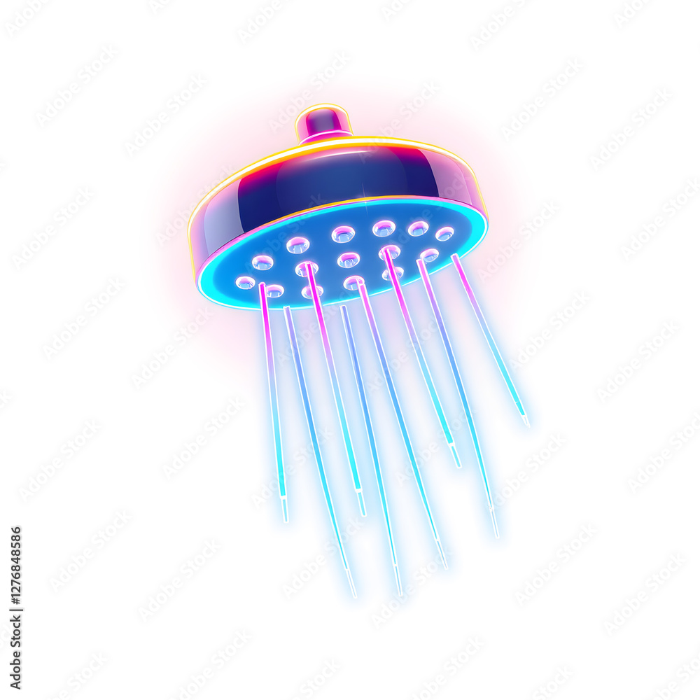 Shower head holographic 3D icon. neon symbol vector illustration isolated on white background. Generative AI Shower head holographic 3D icon. neon symbol vector illustration isolated on white background. Generative AI