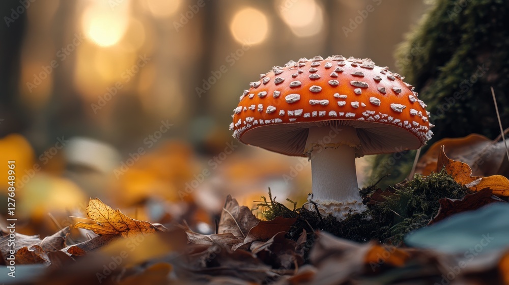 Closeup view of fresh mushroom in forest in Spring. Closeup view of fresh mushroom in forest in Spring.