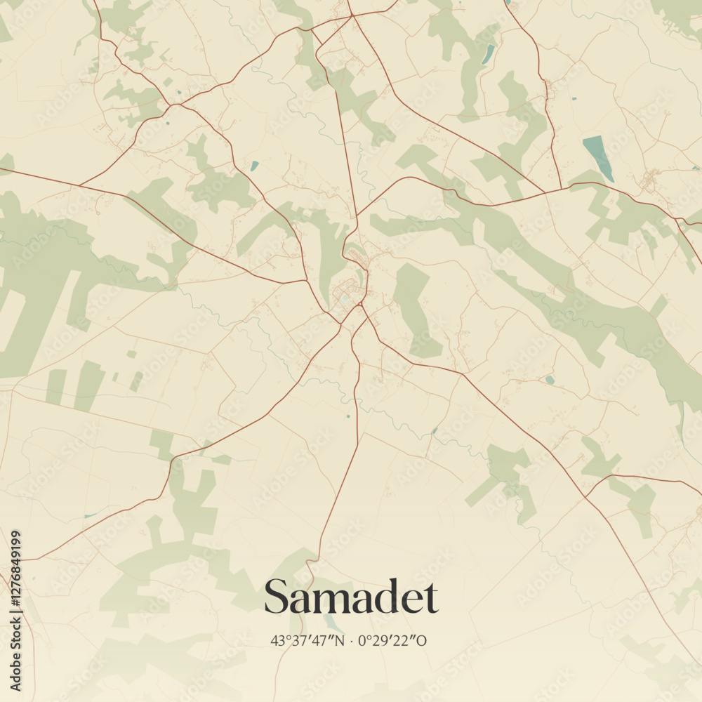 Obraz premium Vintage map of Samadet, France.