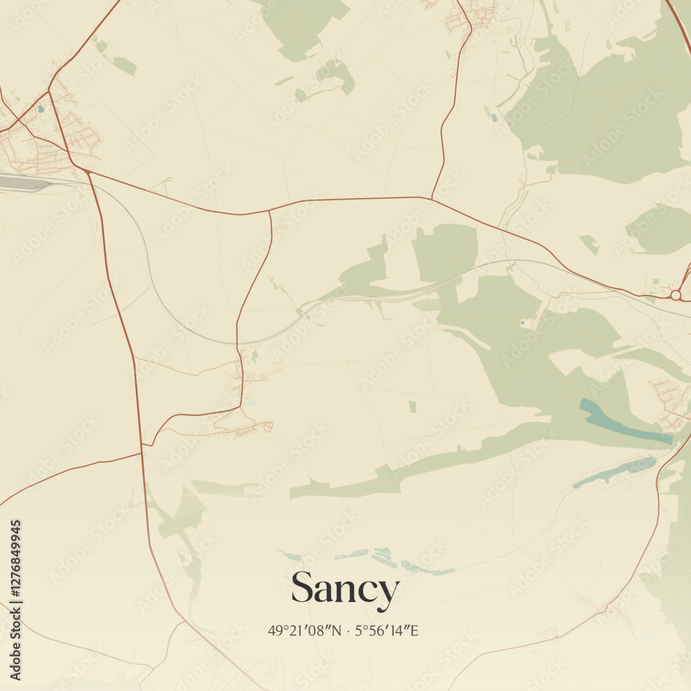 Obraz premium Vintage map of Sancy, France.